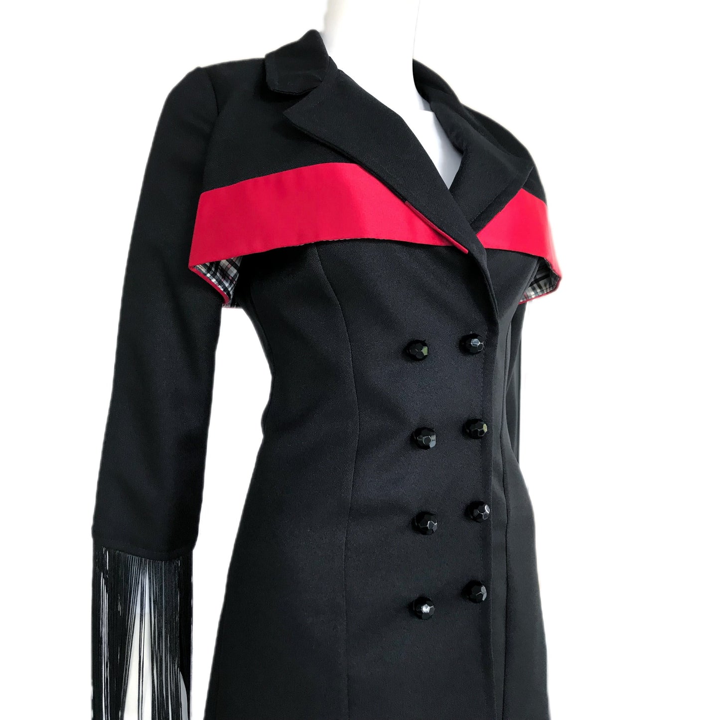 Women's Trench Blazer Dress with Fringe - Size 6