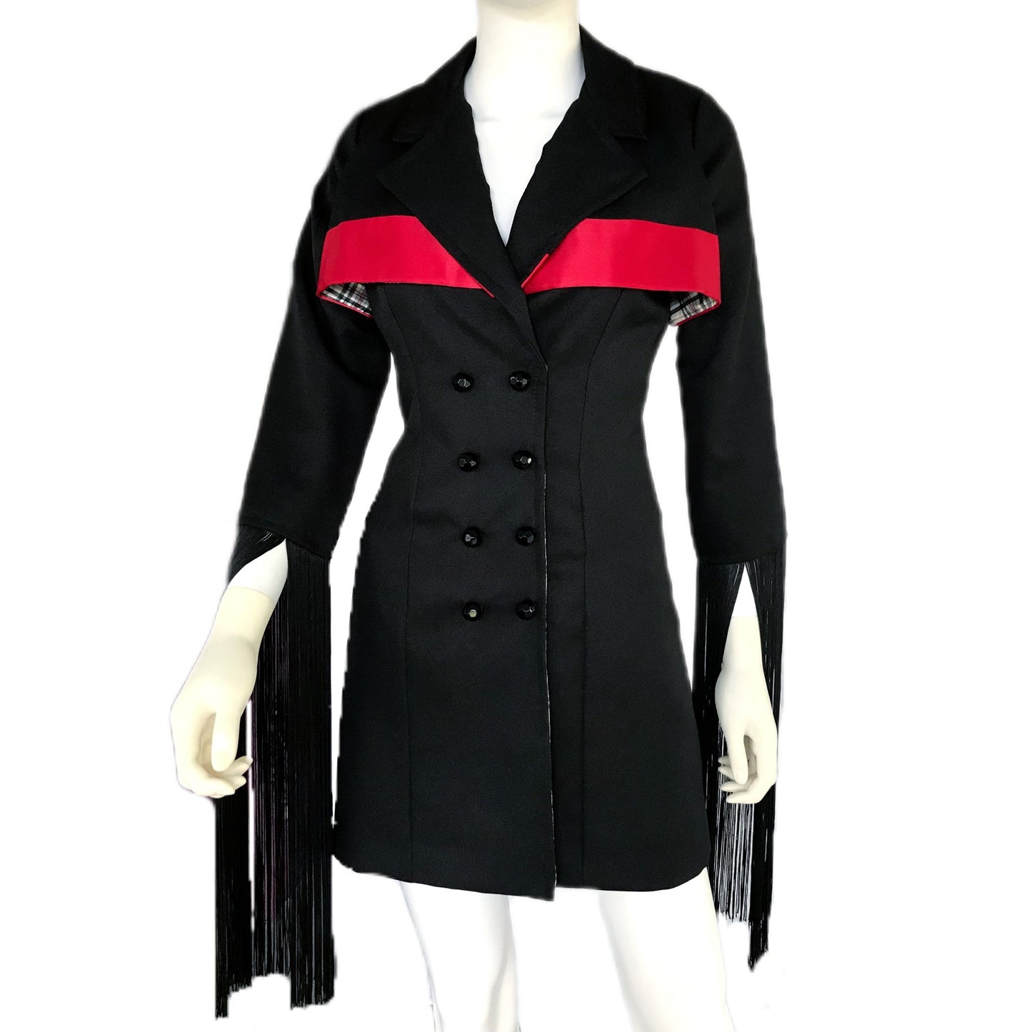 Women's Trench Blazer Dress with Fringe - Size 6