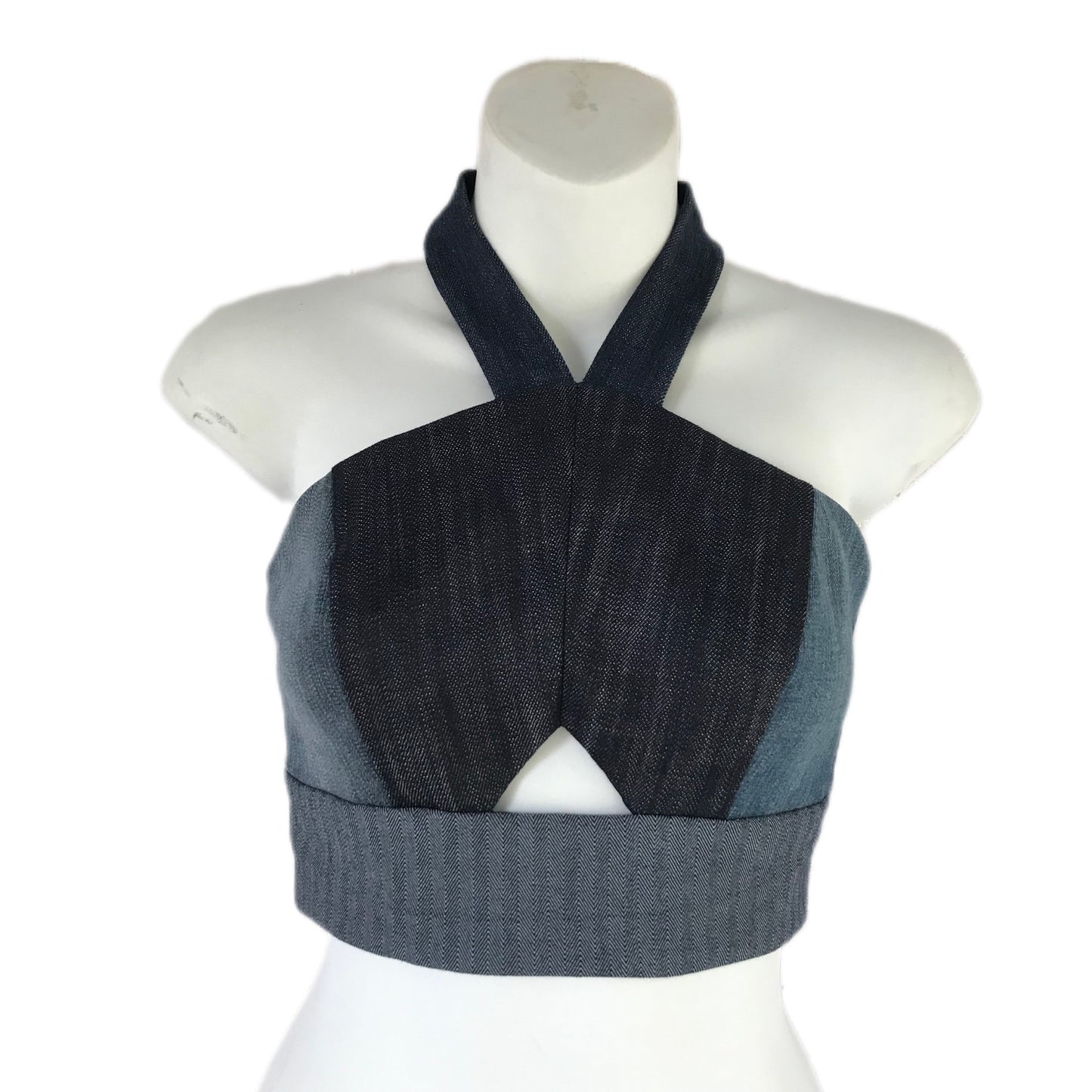 Women's Upcycle Patchwork Denim Cropped Tank Top - Sizes XS-XL