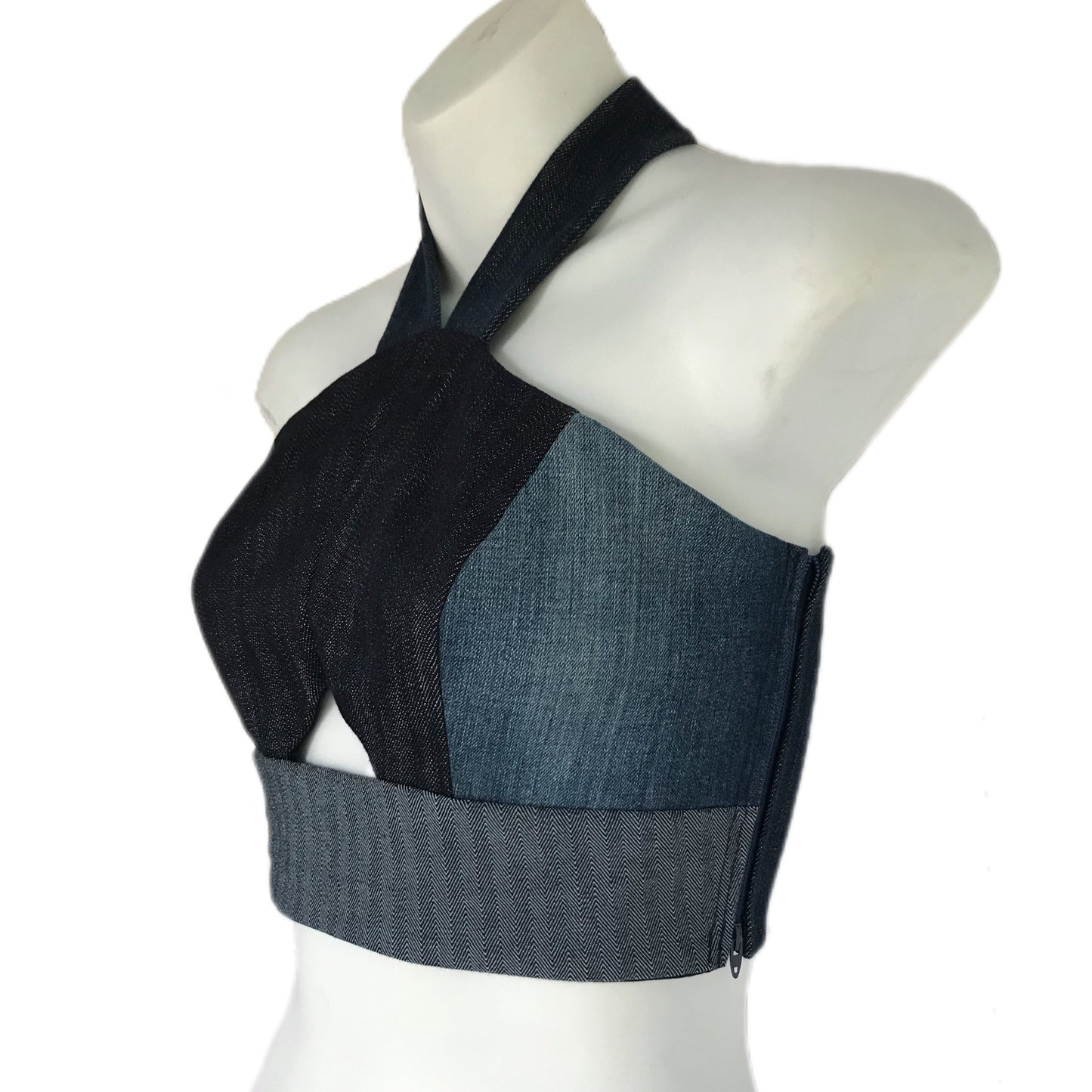 Women's Upcycle Patchwork Denim Cropped Tank Top - Sizes XS-XL