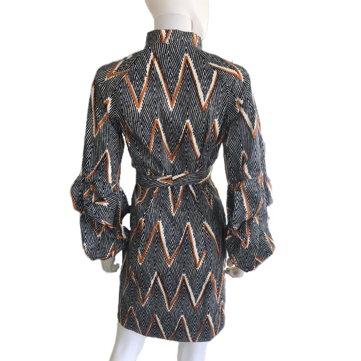 Women's Wrap Dress with Statement Sleeves - Urban Zig Zag - Sz. 2