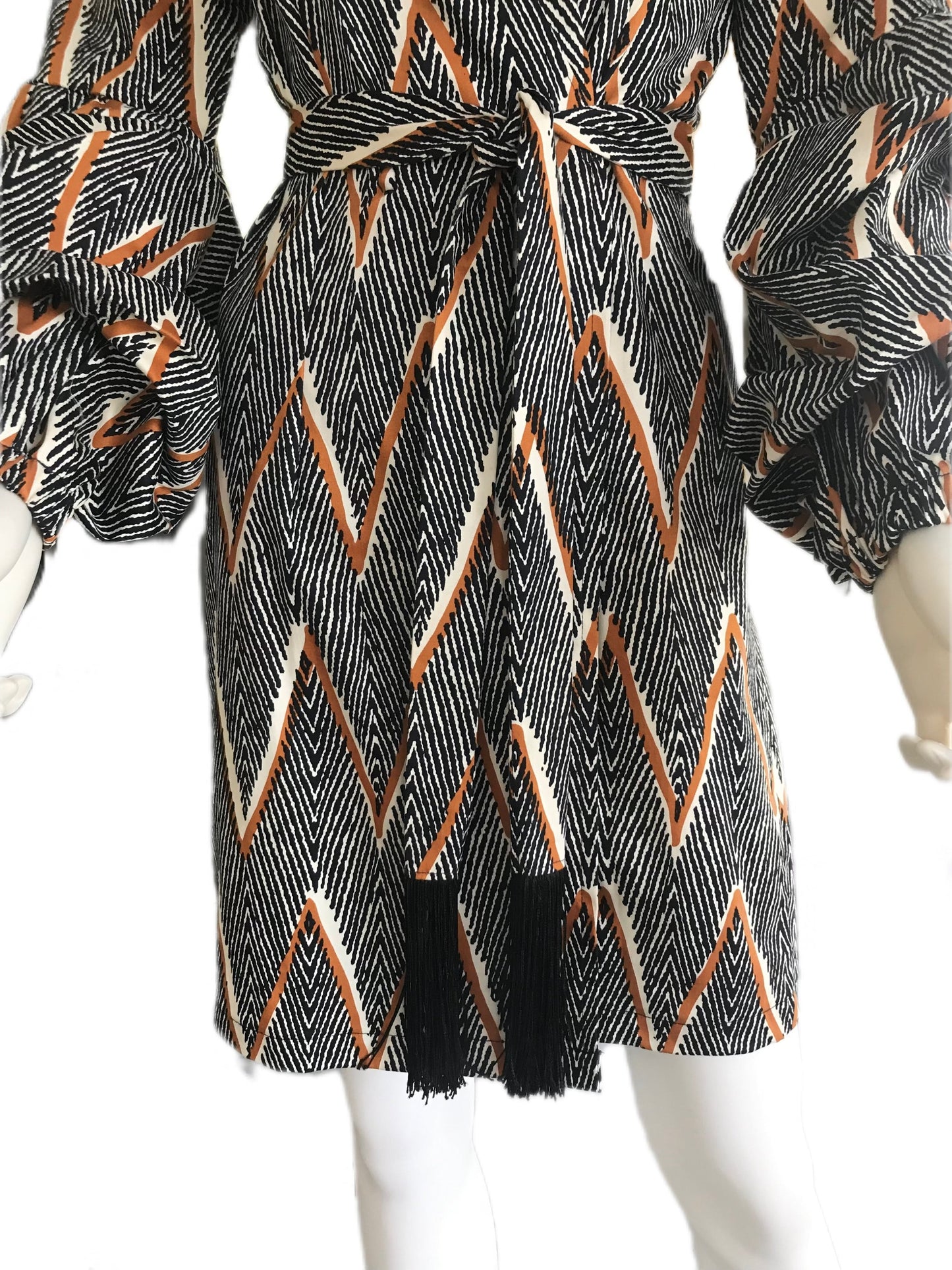 Women's Wrap Dress with Statement Sleeves - Urban Zig Zag - Sz. 2