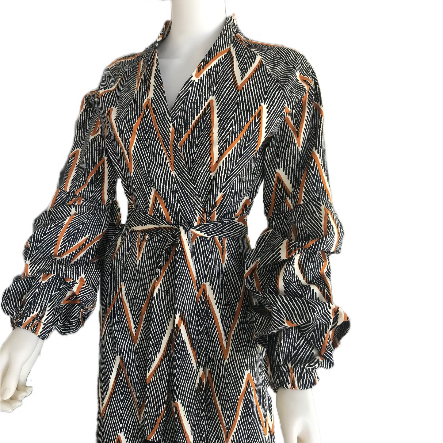 Women's Wrap Dress with Statement Sleeves - Urban Zig Zag - Sz. 2