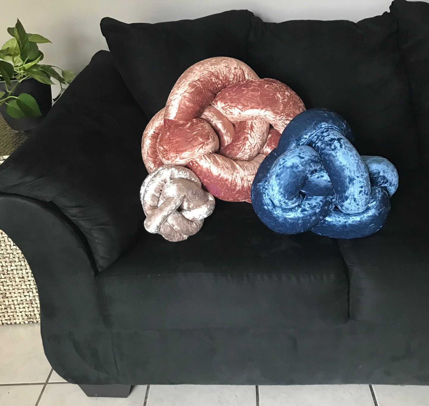 Velvet Knot Pillow - Small - 4 Color Choices