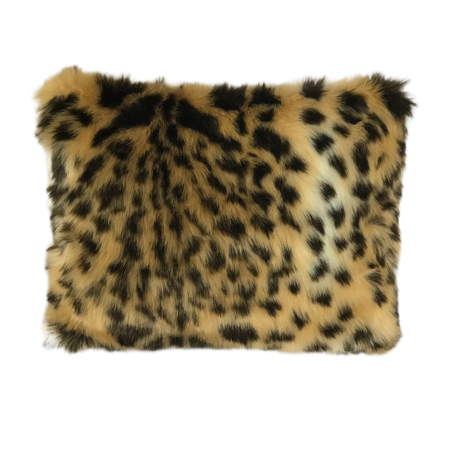 Leopard Print Faux Fur Pillow - High Quality Faux Fur - 11" x 14" - Black and Gold