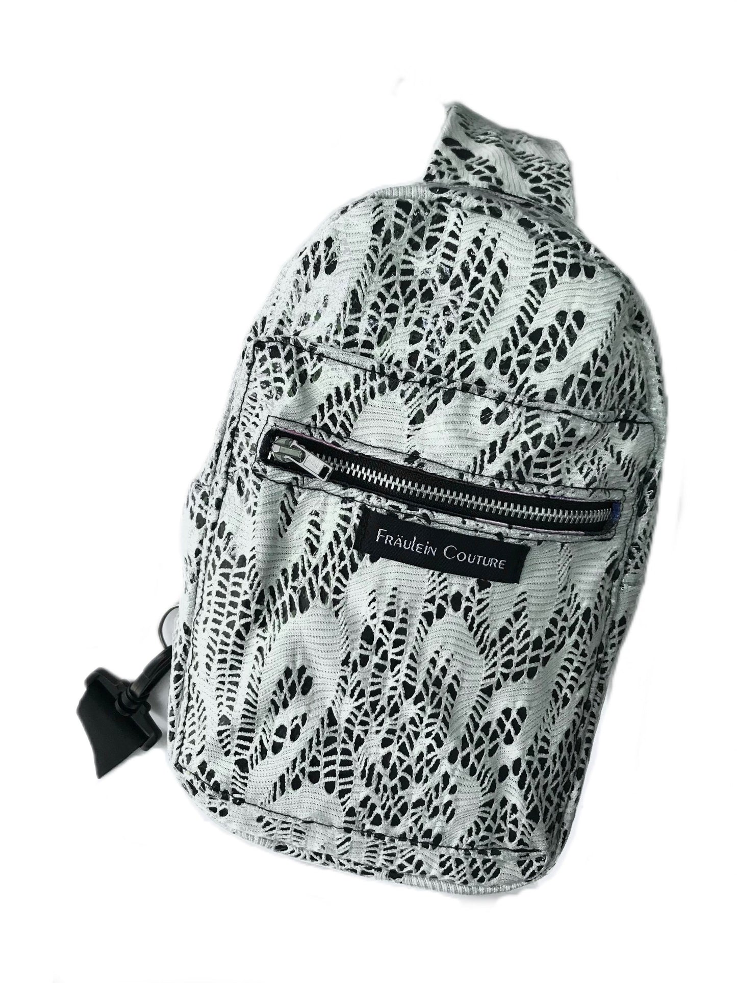 Mini Backpack Sling with Phone Pocket in Laminated Lace - Waterproof
