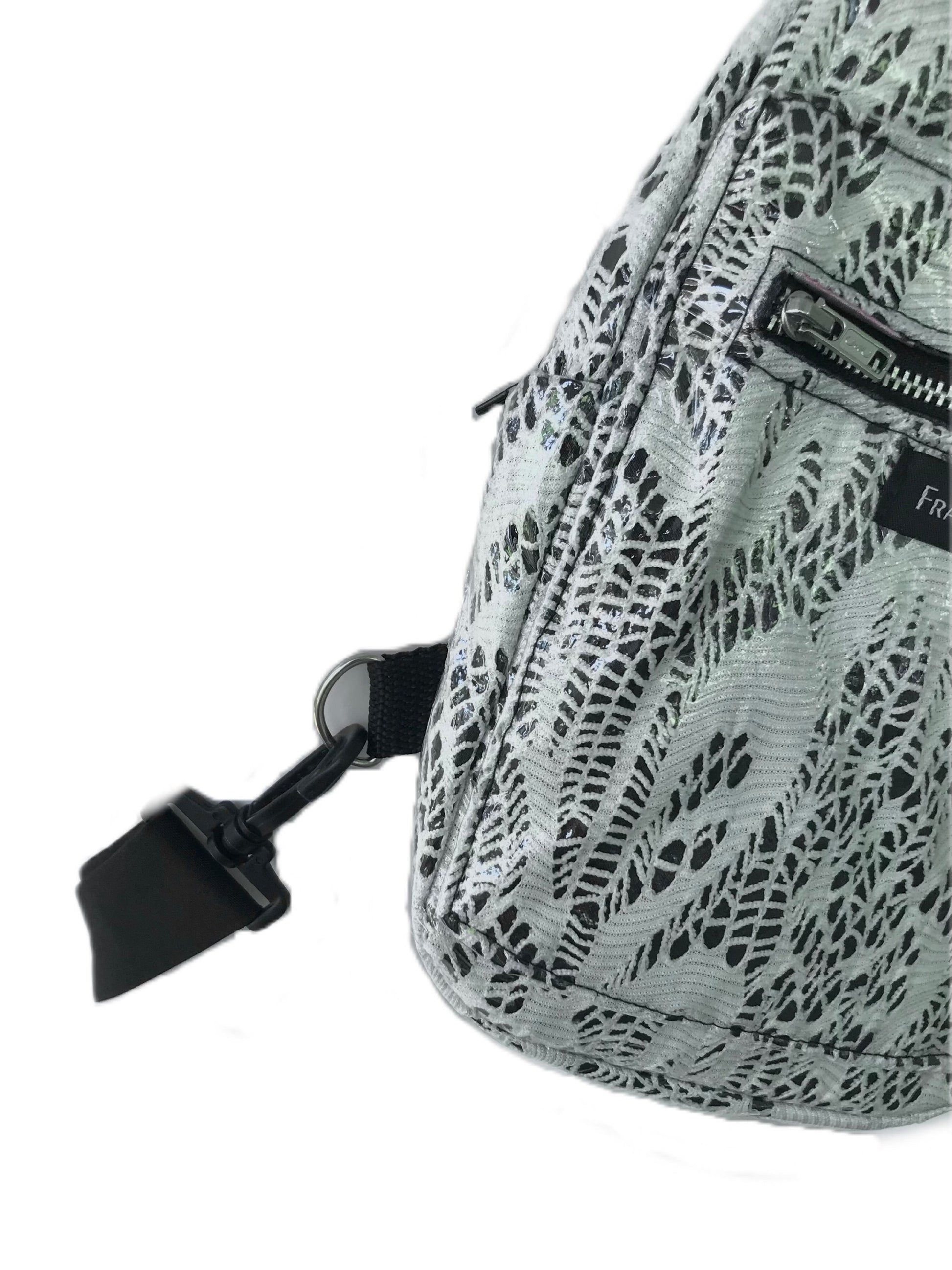 Mini Crossbody Backpack Sling Bag with Phone Pocket in Laminated Lace