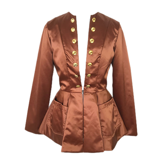 Bronze Women's Peplum Evening Jacket - Size Medium