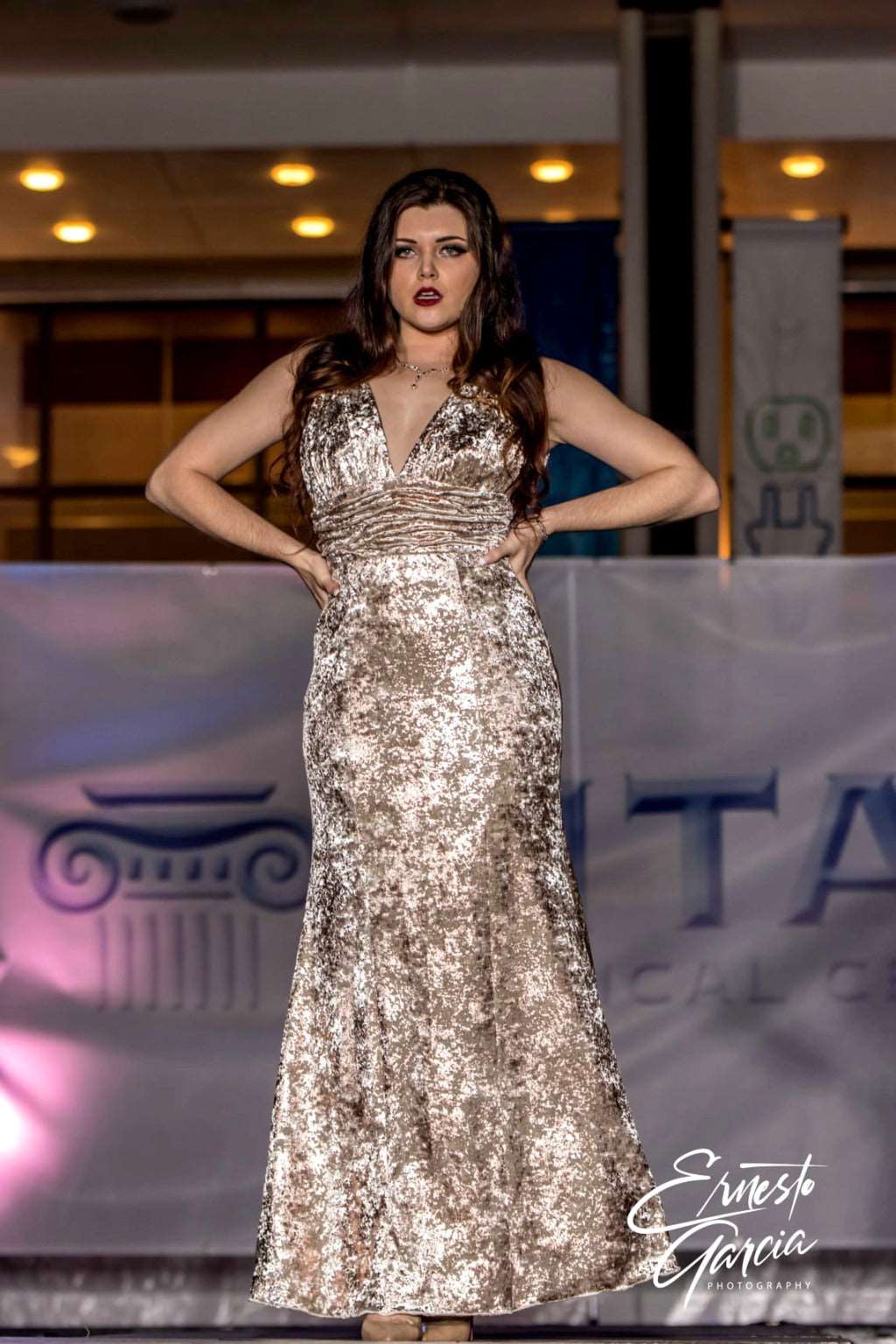 Metallic Champagne Velvet Women's Floor Length Trumpet Dress - Size 8 Frulein Couture Metallic Champagne Velvet Women's Floor Length Trumpet Dress - Size 8 Frulein Couture