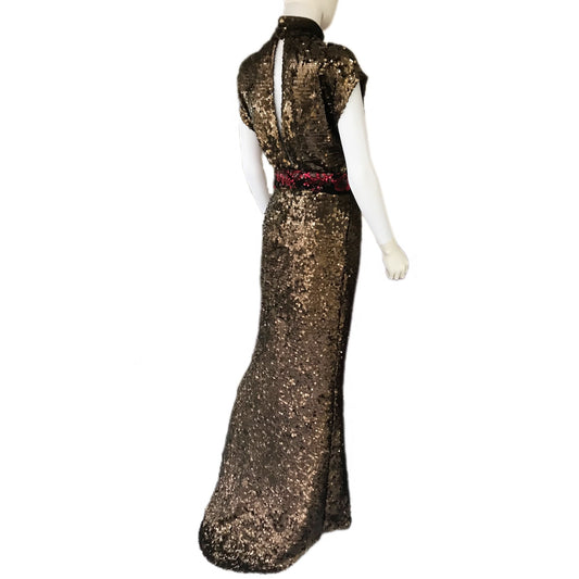 Women's Chocolate Sequin Gown - Size 4