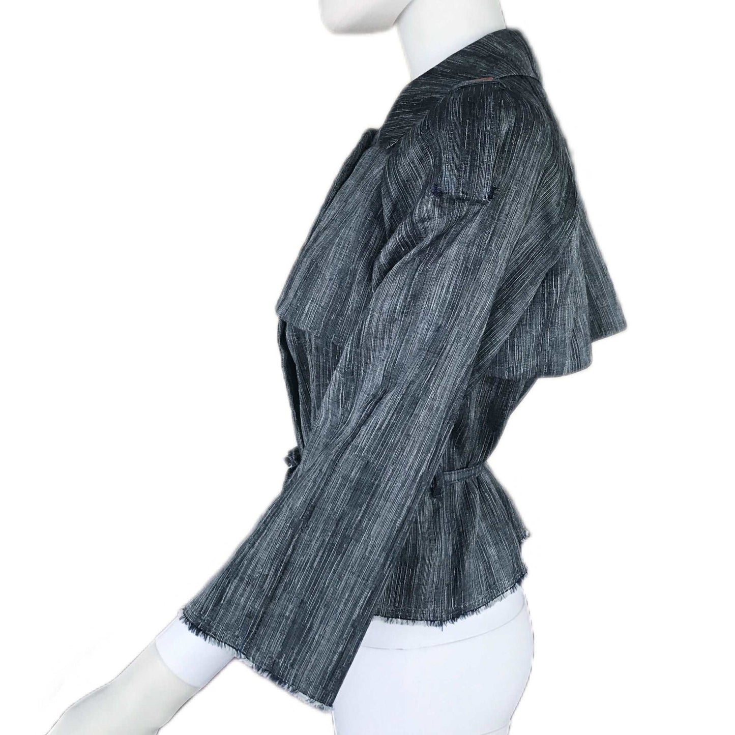 Women's Cropped Denim Trench Jacket- Size Sm/Med