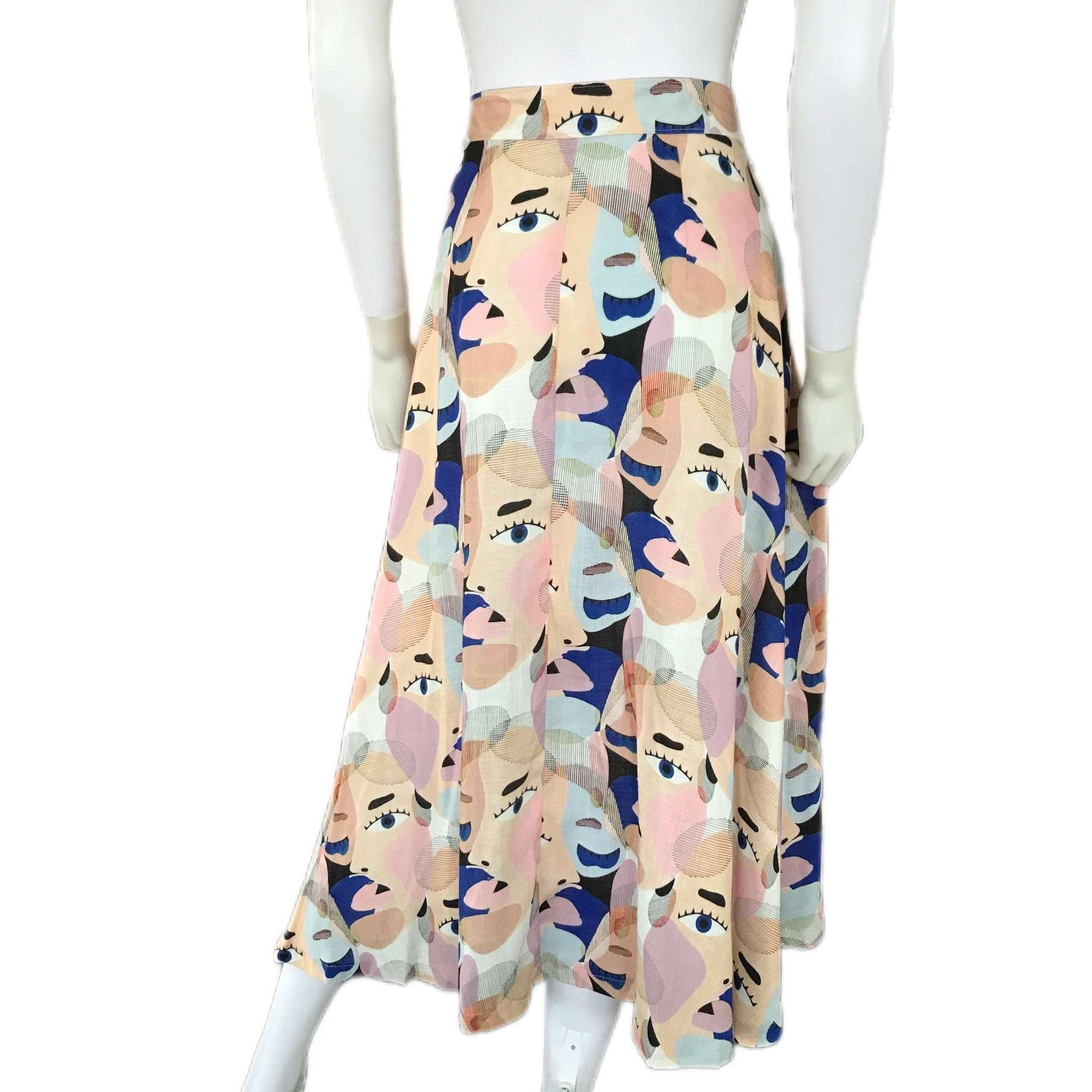 Conversations Women's Midi Skirt with Abstract Faces - Size Small