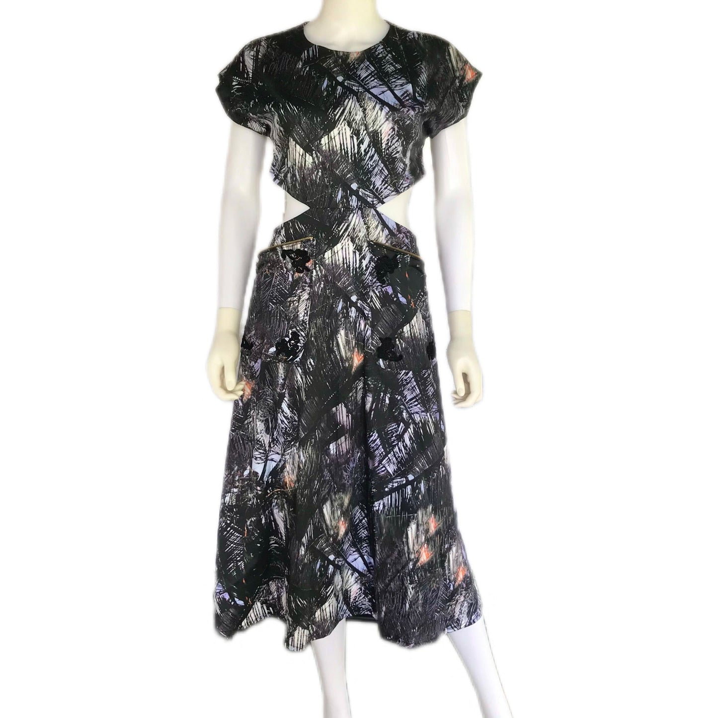 Women's Palm Leaf Print Midi Dress