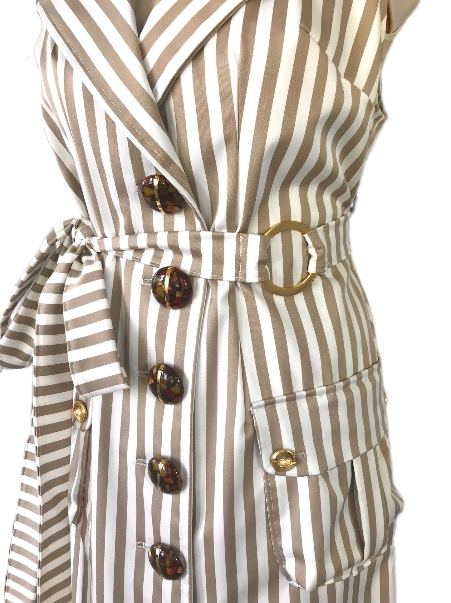 Women's Bengal Stripe Twill Button Up Midi Dress - Size 10