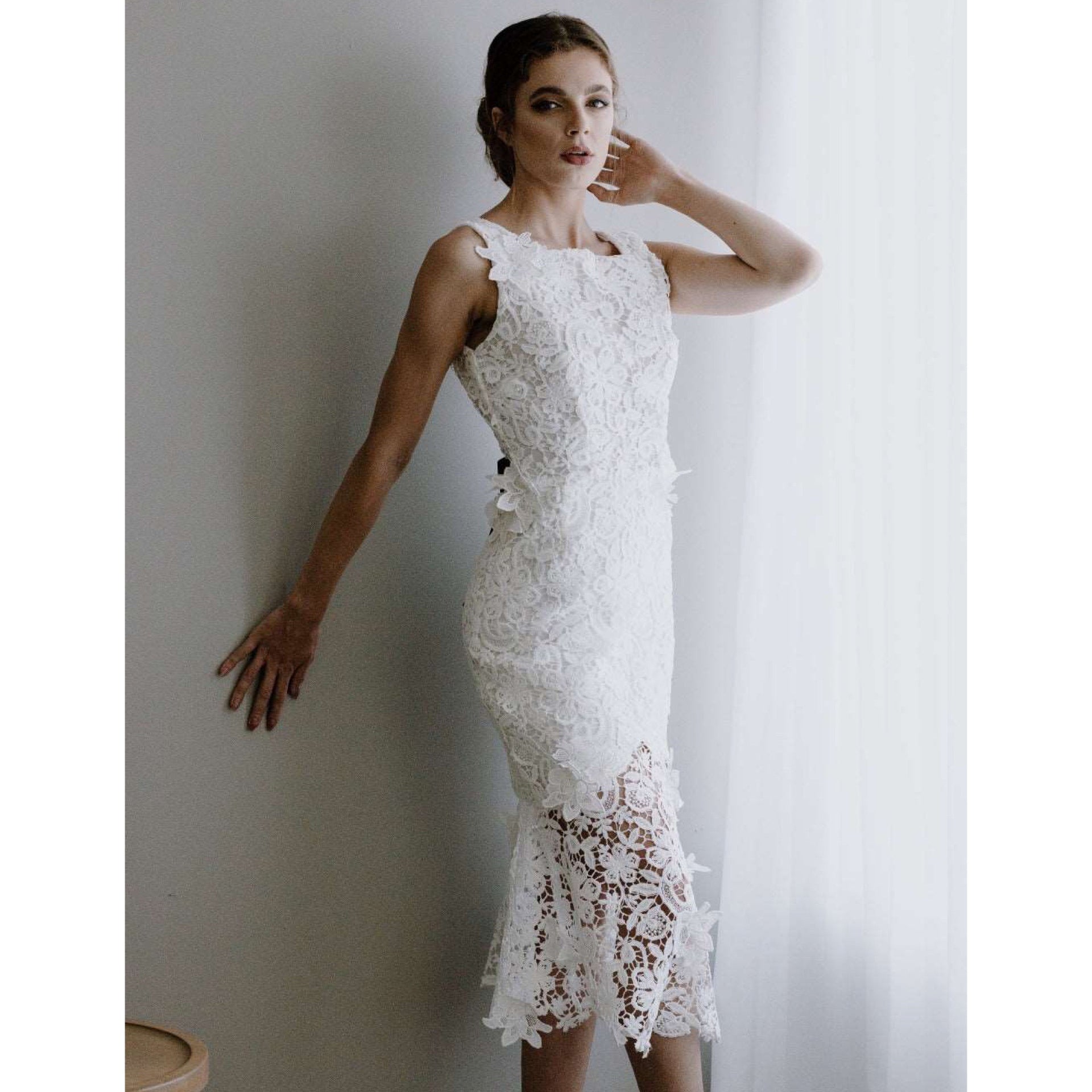 open back mermaid wedding dress Long Sleeve Open Back Mermaid Wedding Dress EU36 / Off-White main image 0