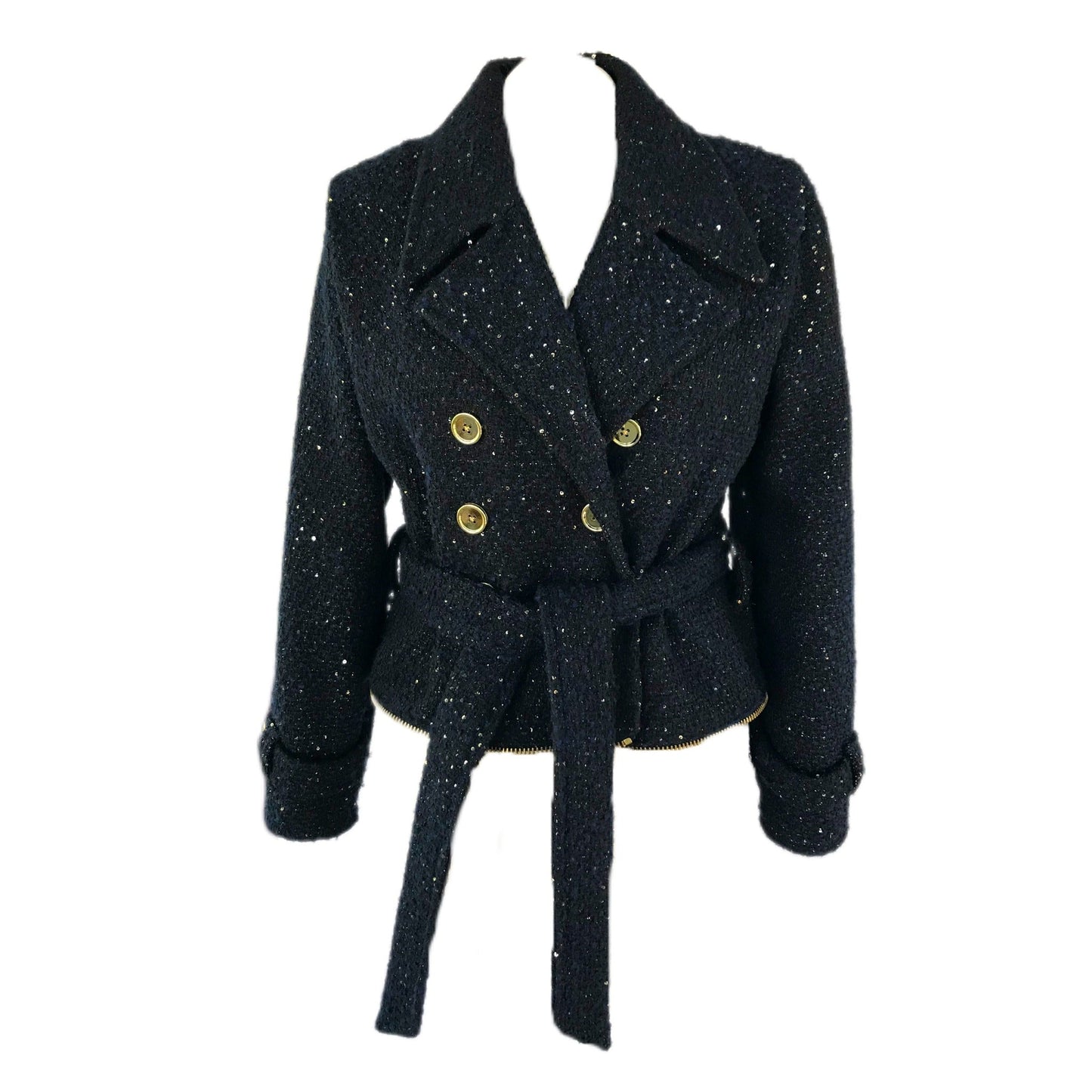 Women's 3-Part Midnight Boucle Trench Coat - Transforming Design
