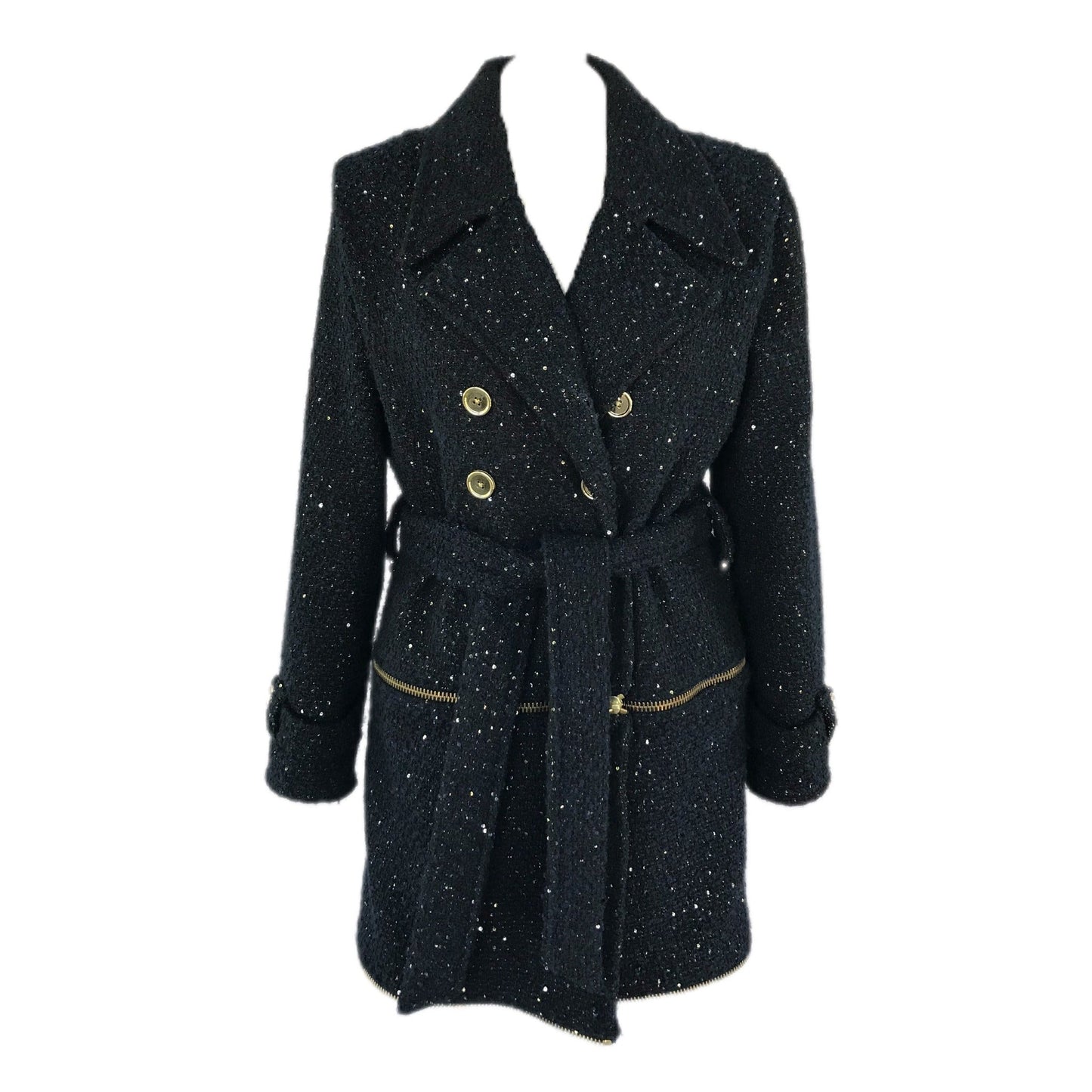 Women's 3-Part Midnight Boucle Trench Coat - Transforming Design